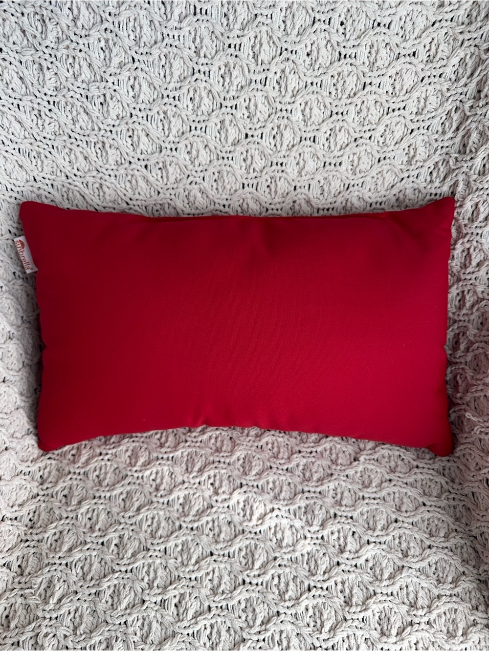 SUNBRELLA Red Outdoor Lumbar Accent Pillow #1